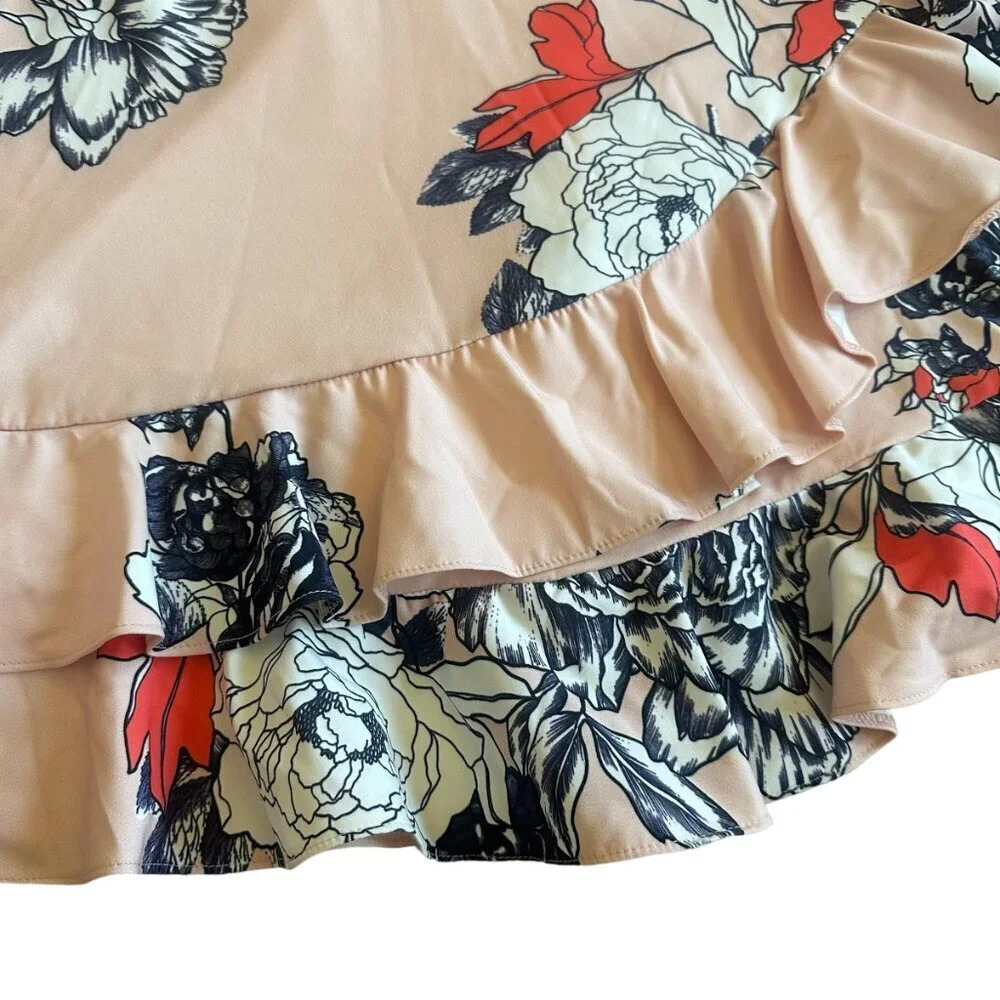 Morrisday The Label Floral Halter Dress Ruffle Low Back Size Medium Women's - Picture 8 of 13